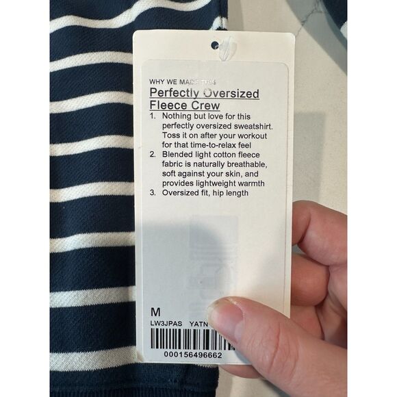 NWT Lululemon Perfectly Oversized Fleece Crew Sweatshirt Yachtie Stripe Size Med - Picture 6 of 7